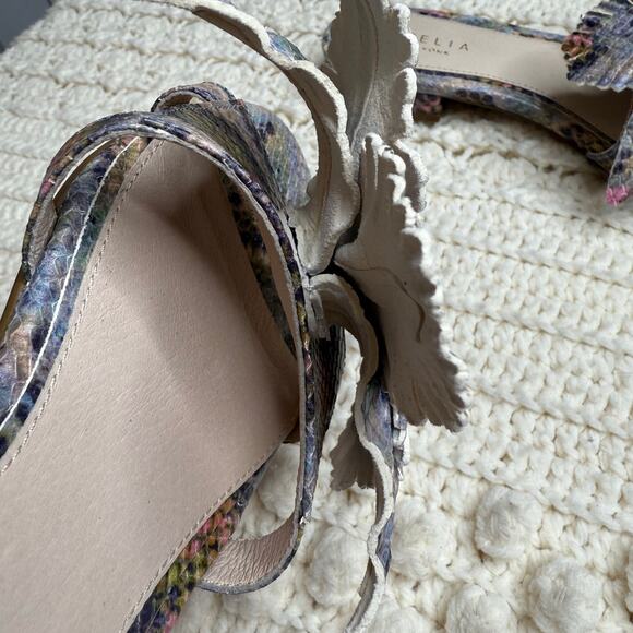 CECILIA NEW YORK ANTHROPOLOGIE Lila Slide Sandal Rainbow Snake 3D Flower Size 7 - Picture 7 of 12